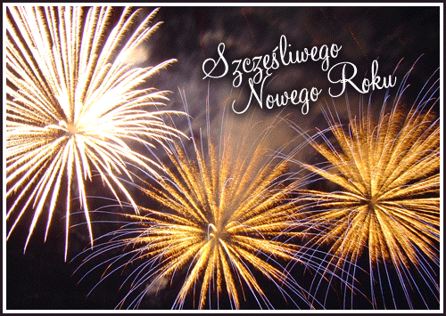 Złote fajerwerki Szczęśliwego Nowego Roku